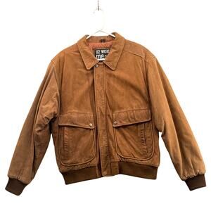 U2 Wear Me Out Vintage 90s Brown Nubuck Suede Leather Bomber Jacket Men 44